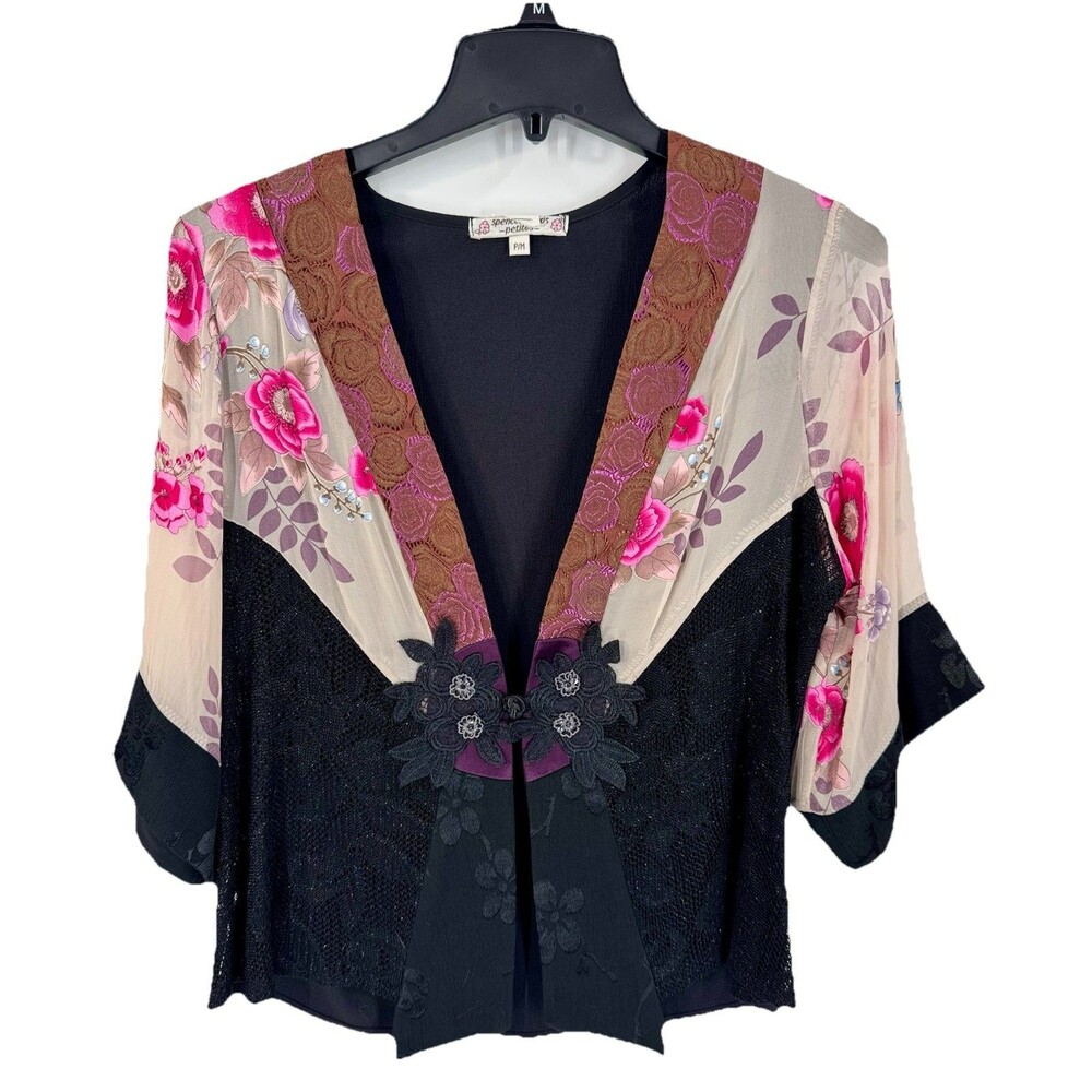Spencer Alexis VTG Floral Lace Kimono Top Blouse Fairy Grunge Whimsigoth MP